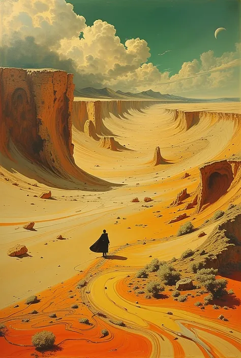 walking, desert, (storm), style of Salvador Dali