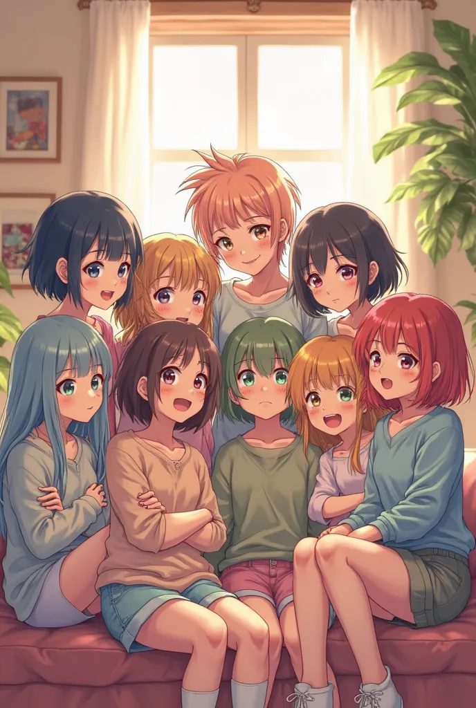 7 girls smile at home anime