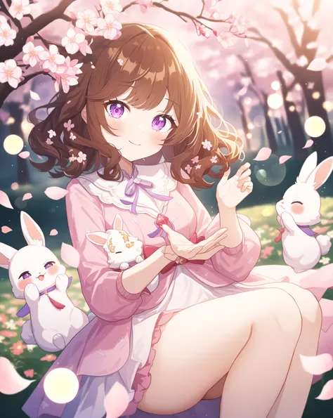 1girl,ager,cuty face,joyful expression,purple eyes,
twinkle smiling,fleshy hips and thighs,
medium hair, brown hair,(detailed hair:1.2),bangs parted from the left side,soft wavy hair,
BREAK,
Flower Fields: Frame the Scene with Blooming Petals, Blossoming B...