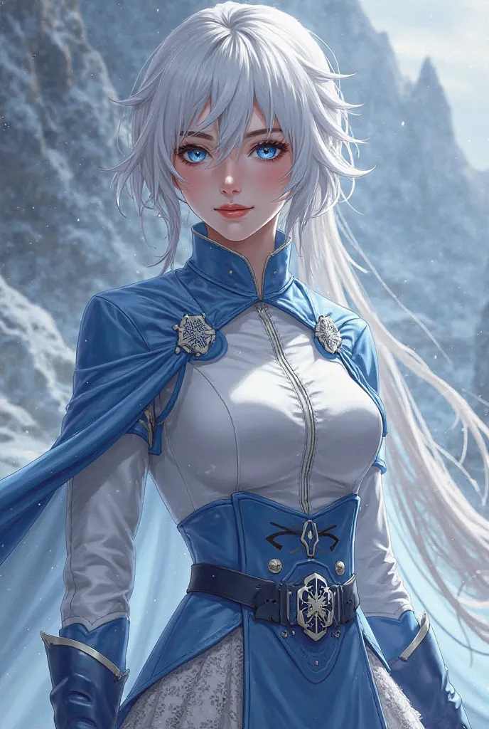 17 y/o weiss schnee from rwby in her signature attire