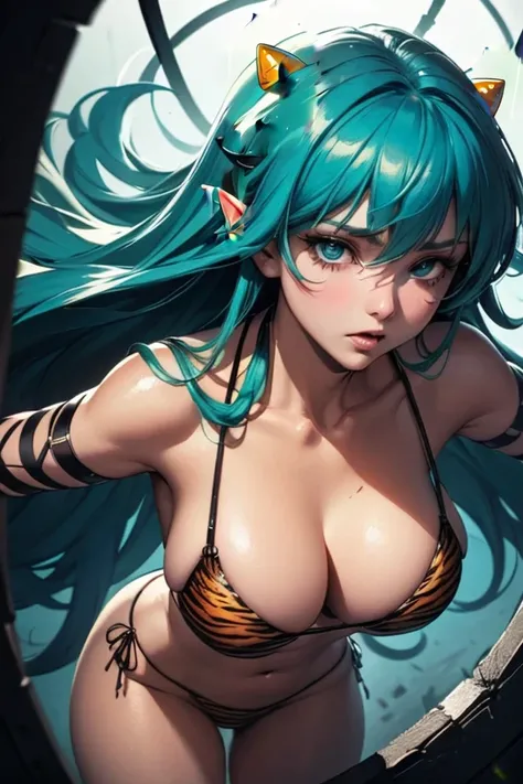 ,masterpiece, , Lum , best quality, 超 High resolution, upgraded, very aesthetic, amazing quality, High resolution, Sensitive, a girl, orange eyes, , on sole, on toenail, nail polish, sexy wedding dress, Emerald teal hair, Hair between eyebrows, blush, red ...