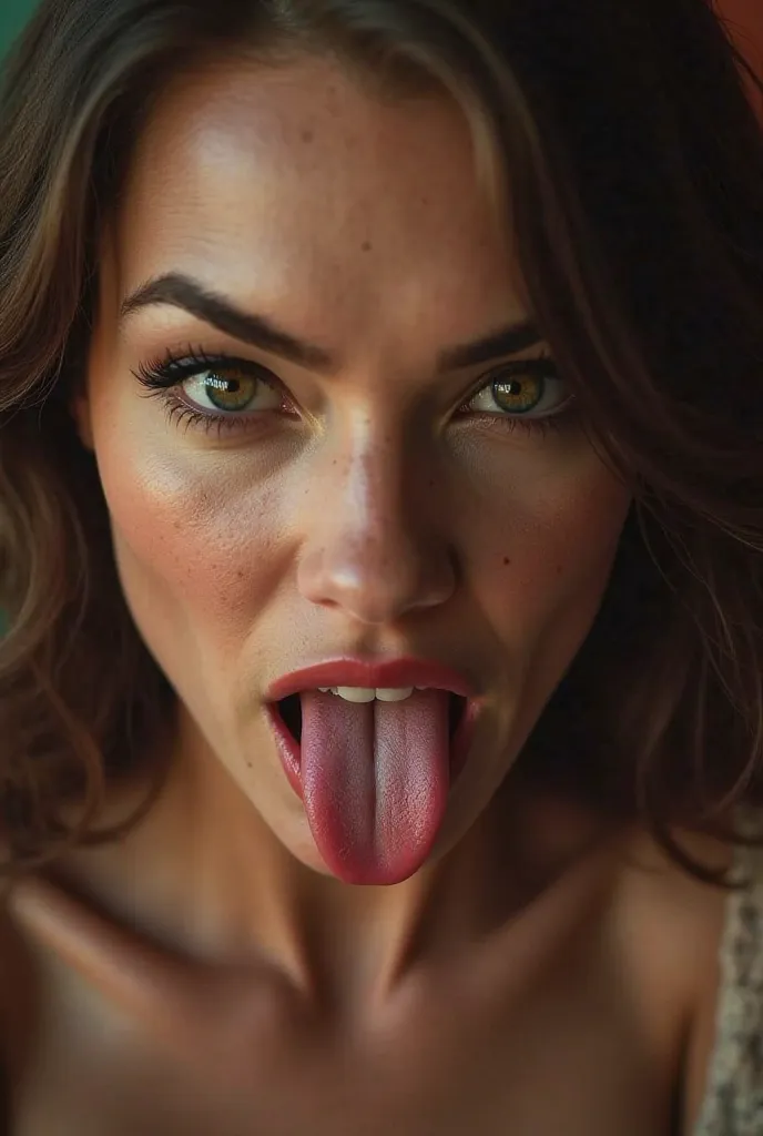 Mouth of a woman with her tongue sticking out