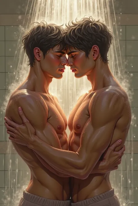 Boyfriends in the shower
