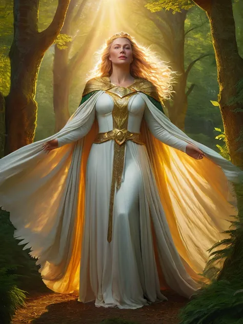 Freyja, goddess of love, medieval, Feather Cloak, has a massive Breasts,