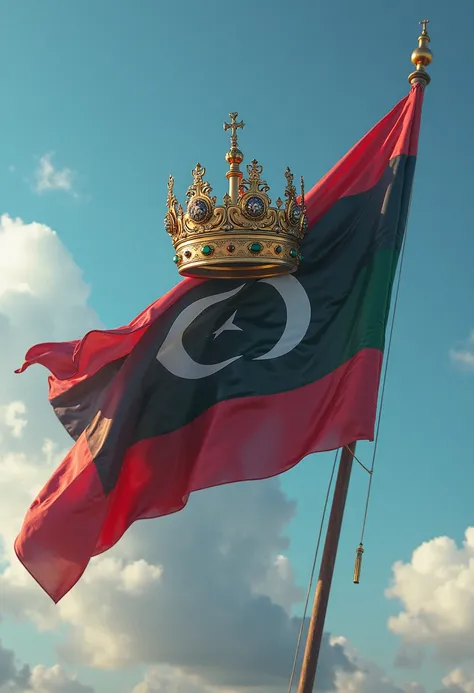 Draw the crown and flag of Libya 