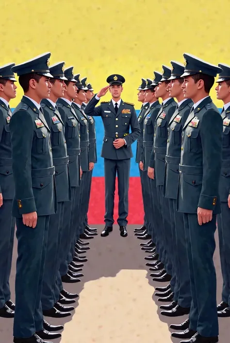 MILITARY AIR FORCE ECUADOR, GREETING THE VISOR WITH THEIR HANDS, A SUBORDINATES,  Flag of Ecuador 