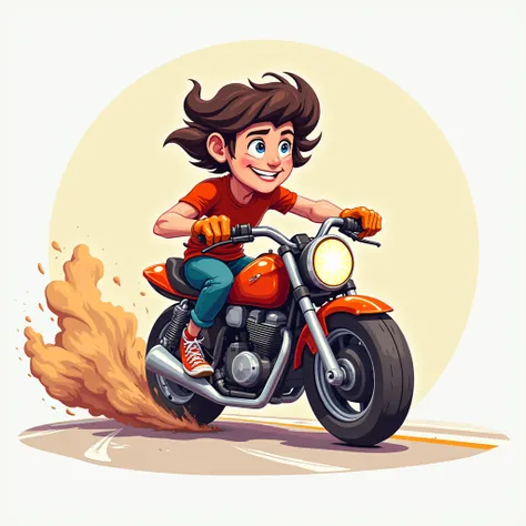 Cartoon figure of a moving motorbike