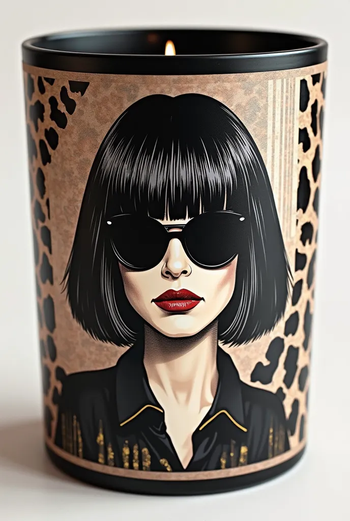 Make me a label to sell a candle about Anna Wintour, that is creative and has elements representative of her
