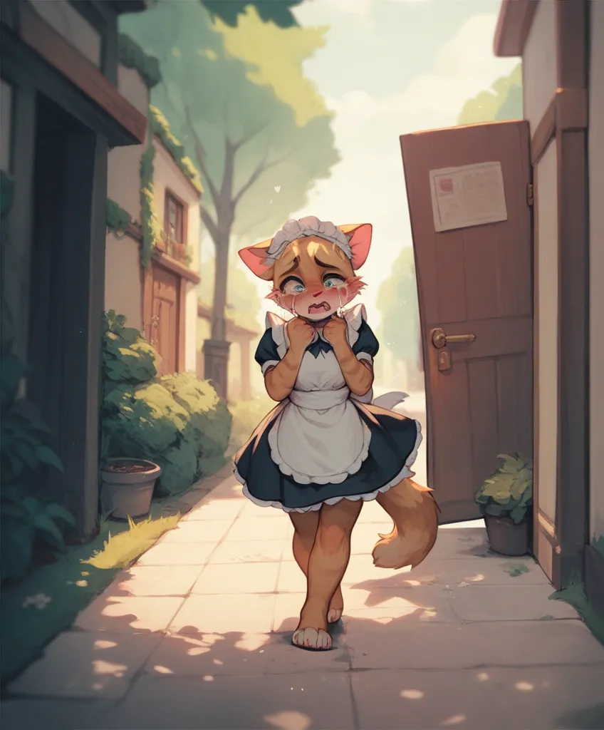 Shy cute furry cat Maid. Hiding stinky disgusting smelling genitals fluids dripping in heat excessive aroused hurting Moaning crying. Begging for imminent rape sex. Walking