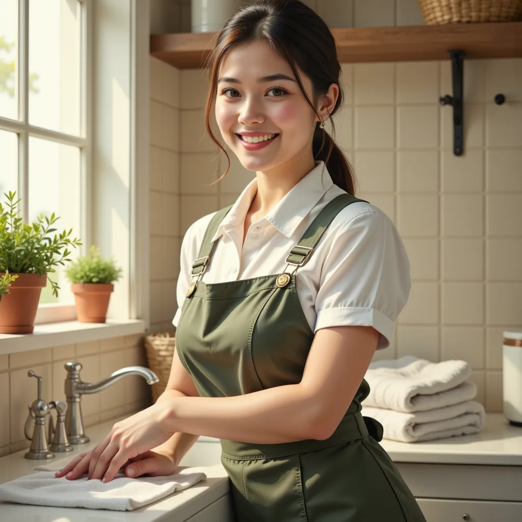 smiling HOUSEMAID Laundering 