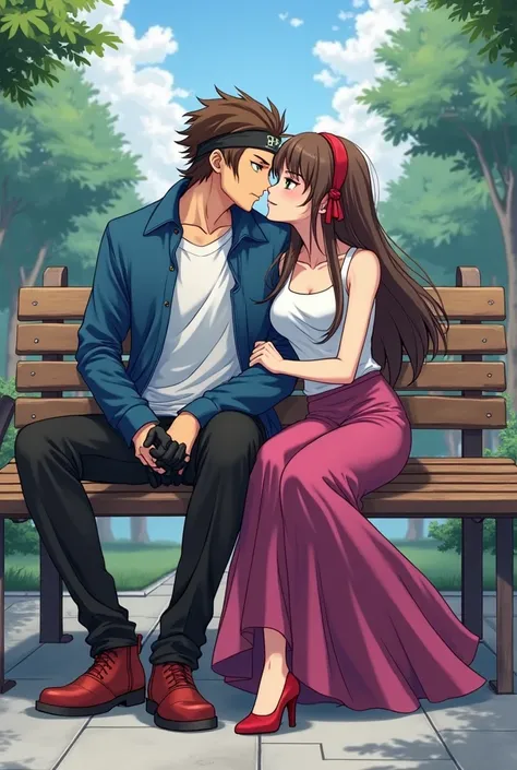 anime style
Man and woman
Ukyo and Akari
Ukyo Man
Ukyo 26 years old
Ukyo brown hair
Ukyo green eyes
Ukyo blue jacket
Ukyo white t-shirt
Ukyo black pants
Ukyo red shoes
Ukyo black gloves
Ukyo black headband
Akari Woman
Akari 26 years old  
Akari Woman
Akari...