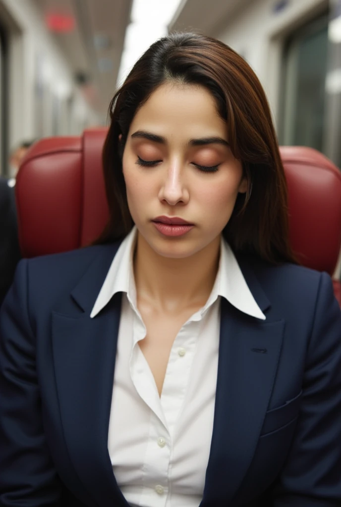   beautiful brown-haired woman  , Commuter trains in Japan,Crowded car interior,  business suit wearing a white shirt 、Wide Chest , ((Beautiful actress orgasms )) ,    sharp focus with her eyes closed    , (  8K ultra HD :0.8),   super detailed ,   RAW ama...