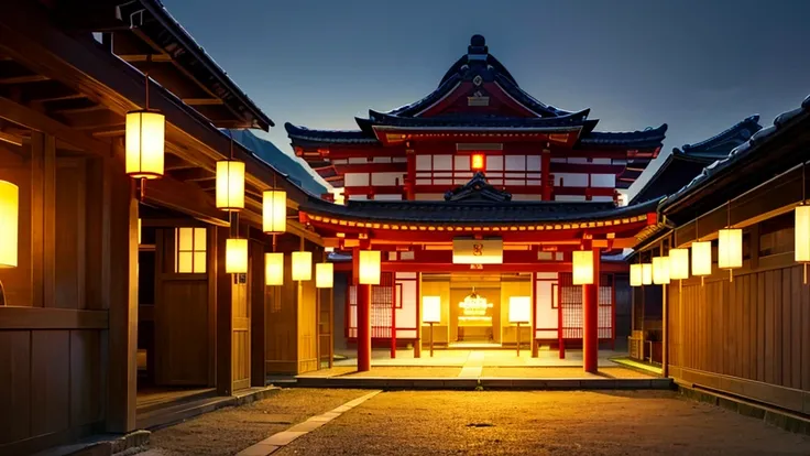 japanese temple, japanese lanterns, japanese light, rural village, rural village festival, japan, kimono, harvest festival, low illumination, low light, dark ambience