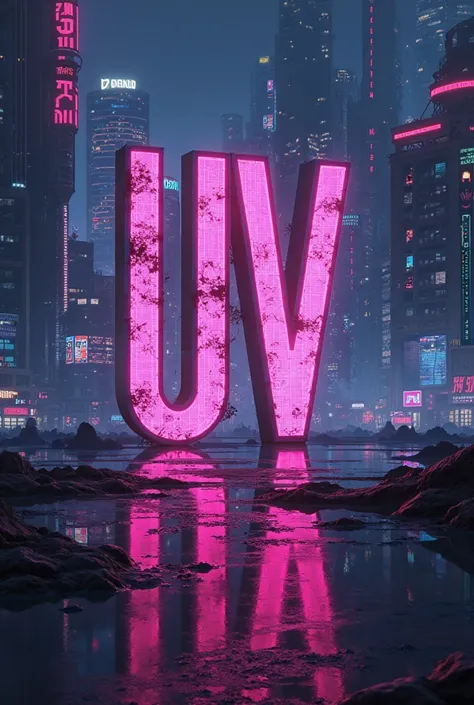 Cyberpunk logo with the letters UV