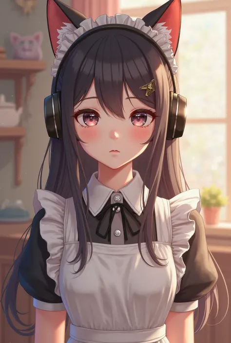 Maid with cat ear headphones