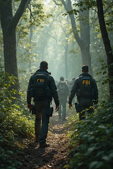 Fbi searching in a forest