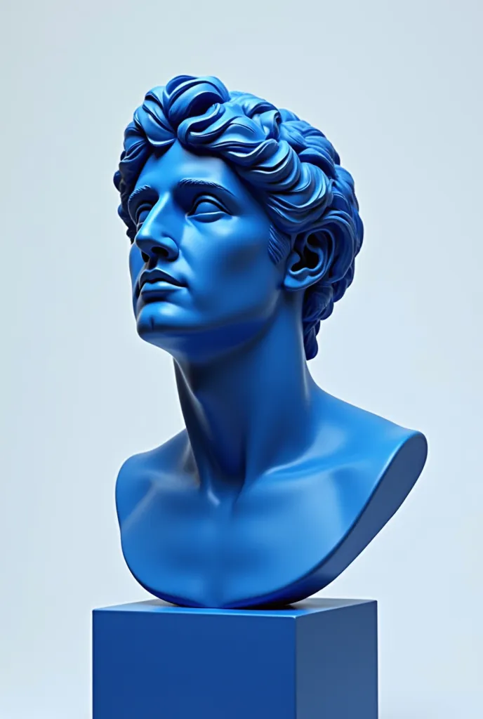 Give me a 2D image of a Greek vector sculpture in blue with no background, Bust, Only use the color blue
