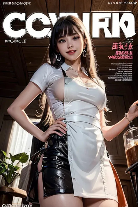 (from below:1.7), (fashion magazine cover:1.3),(finely detailed beautiful eye: 1.2), (beautifull detailed face), (perky chest:1.2), (pointed chest:1.3), (( 1girl , silver hair, long hair, qutel blue eyes, beautiful eyes, pretty smile:1.5, ),Cherry blossoms...