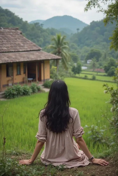 Masterpeace,   high quality , high resolution,  realistic scene,   videography )
Smooth movements focus on objects 
The movement of the camera on the object is also very smooth
A beautiful Indonesian woman ,  with black long hair .is sitting enjoying the b...