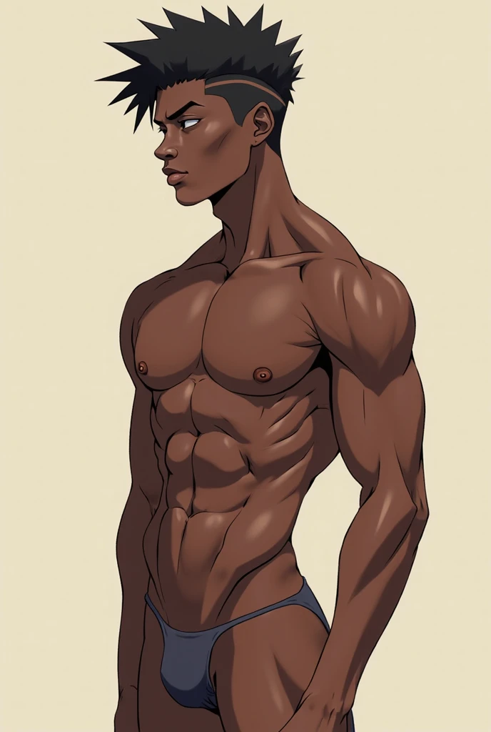 It generates the image of a young African-American anime-style man and he will be completely naked 