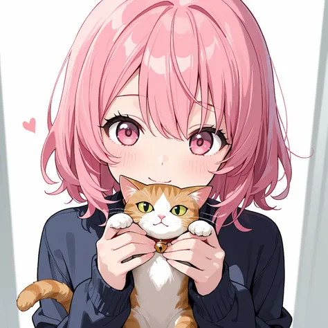 1girl with cat ear and pink hair 