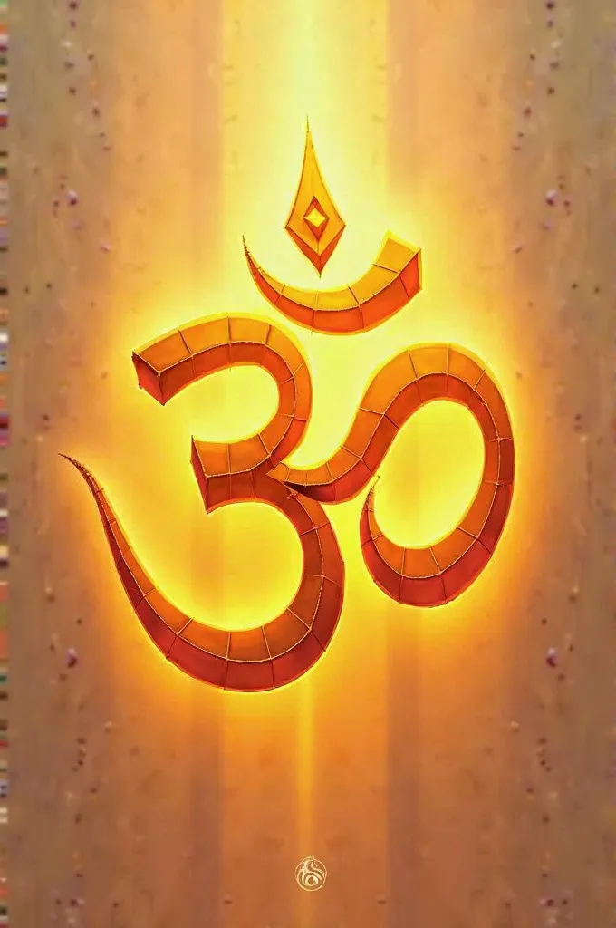 Make a bright yellow logo of Om and Shiv Shankar