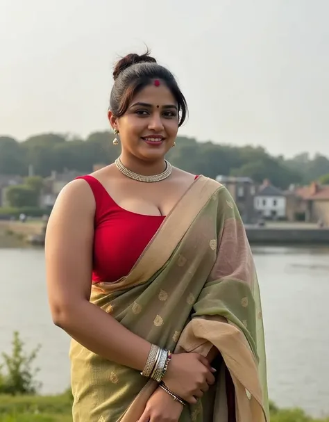 Full body image,(best quality, masterpiece:1.3), (detailed:1.2),Indian beautiful woman sexy bhabhi nupur sanon,facing to camera in standing position leaning to with back view, looking at the viewer on the Dunluce Castle posing for camera , Sleeveless sexy ...