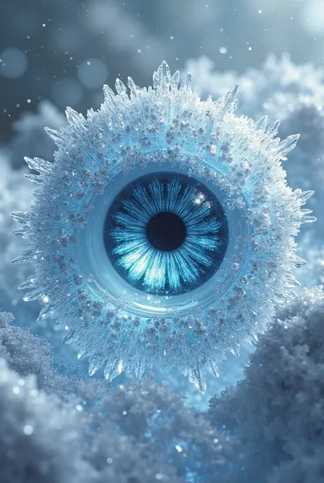 Using the Genshin Ice attribute God Eye as a prototype, generate an ice attribute icon with a transparent background