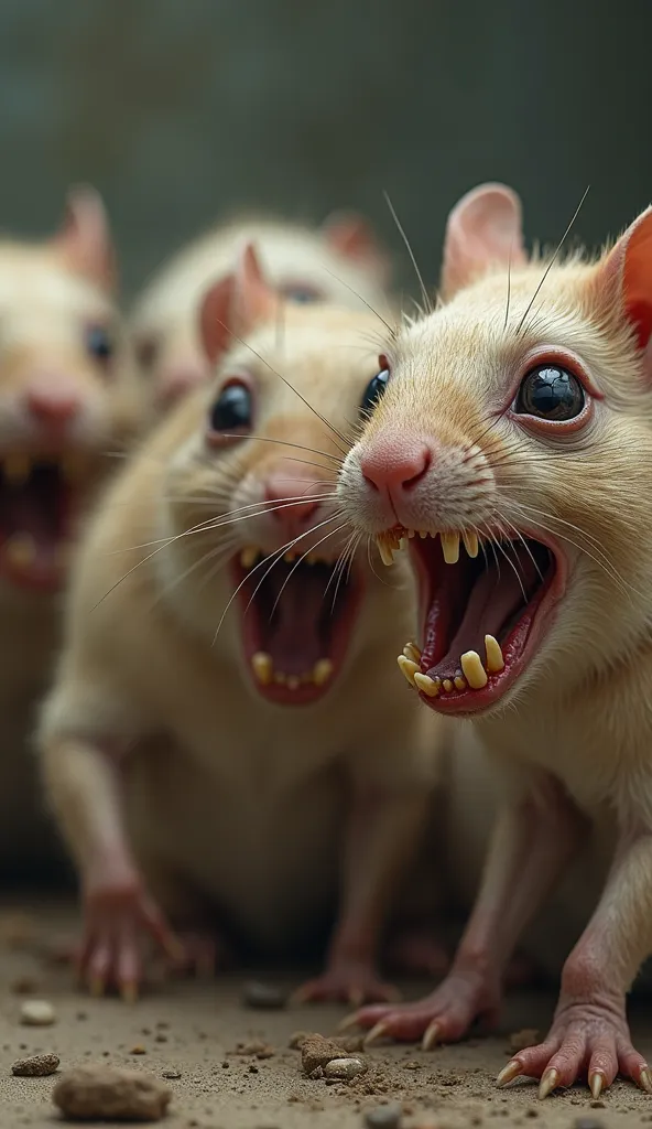 Young male animals with wormed and yellowed teeth