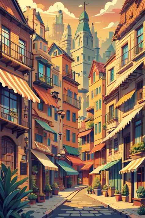 create a blank background image for a poster from vector art with middle eastern building elements, with a simple theme