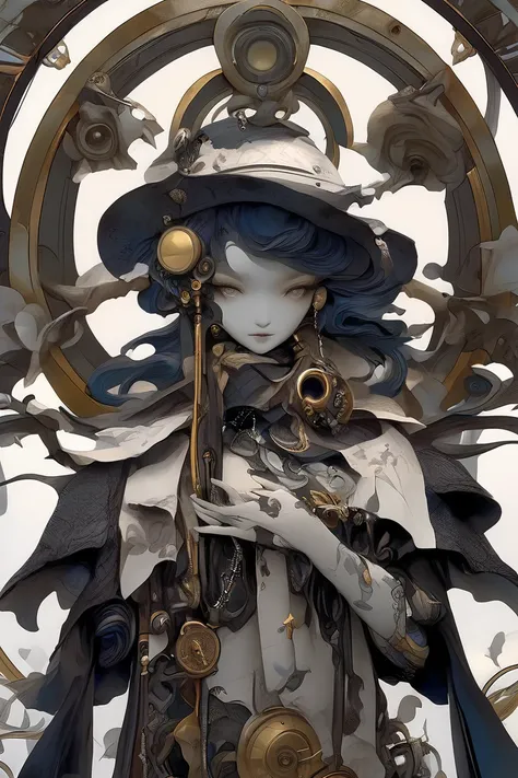 (masterpiece、Highest quality)、Super Detail、 HIGHEST DETAILS 、Automata Girl、layered sculpture 、body horror、Avant-garde、Concept Art、Mysterious and beautiful、Dark Fantasy、Fossil、Art Nouveau、Layered Cut Art、Mucha、stylish、stylish、Magic Rim