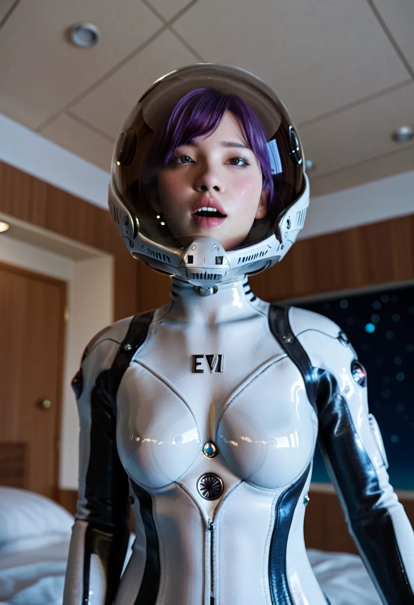 ,(spacesuit:1.15), , eva helm, eva helm,, space helmet masturbation, sweat, blushing, , looking at the audience,, indoors,masterpiece, best quality, 1girl, solo, {{{FROM below:1.7}}}, pread legs,,(heart sayings:1.2)space helmet, space helmet, lush, ,head u...