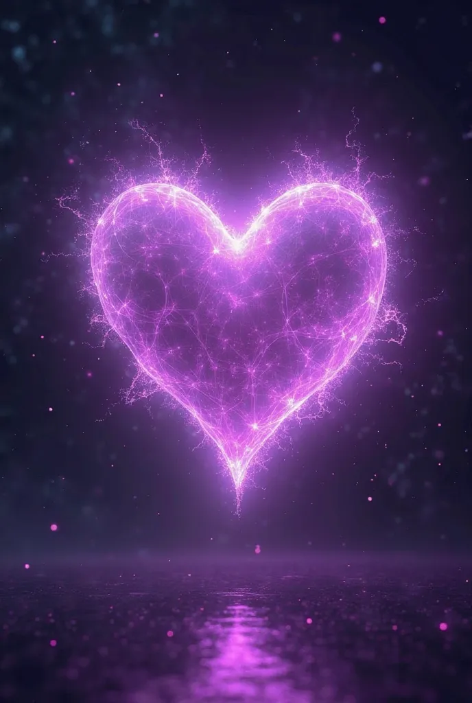 purple glowing plasma heart on a purple black background