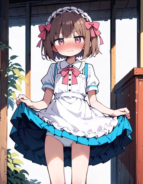 score_9, score_8_up, score_7_up, score_6_up, score_5_up, score_4_up, source_anime, cute style, kawaii style, 1boy, crossdressing, solo, tomgirl, (tall height, 180cm height, flat chest, breastless:1.3), (brown Bob hairstyle, embarrassed:1.14), (wearing shor...