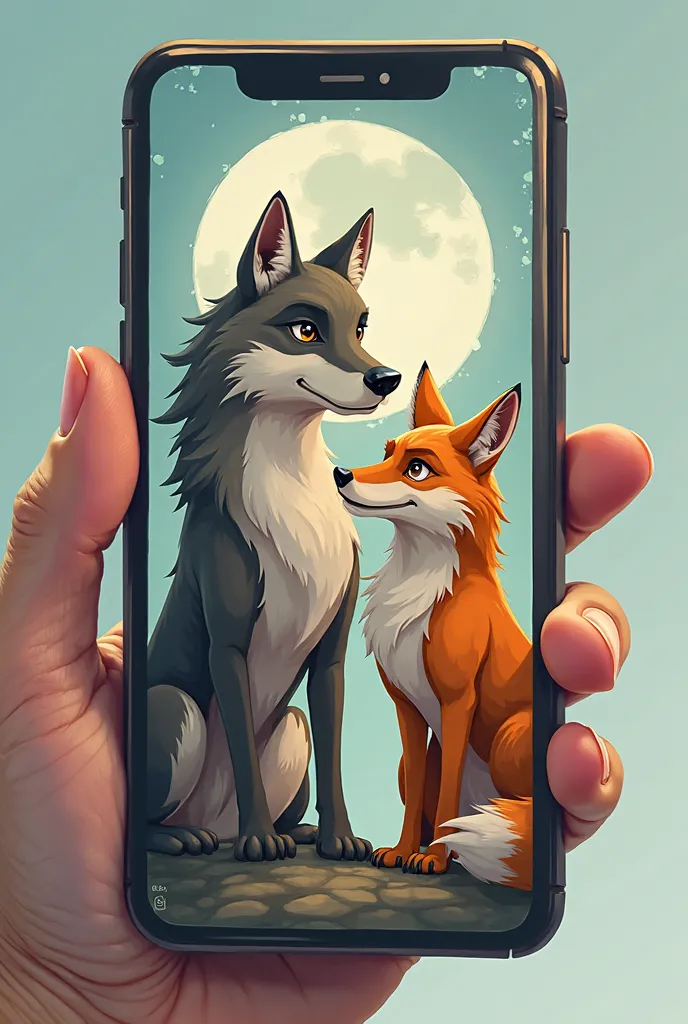 1
a picture of a phone screen with a picture of a wolf, her friend the cunning coyote, anthropomorphic coyote male, by Matt Cavotta, long coyote like ears, in style of cory loftis, best on adobe stock, by Ivan Ranger, wolves, by Giorgio Cavallon, wolf, by ...