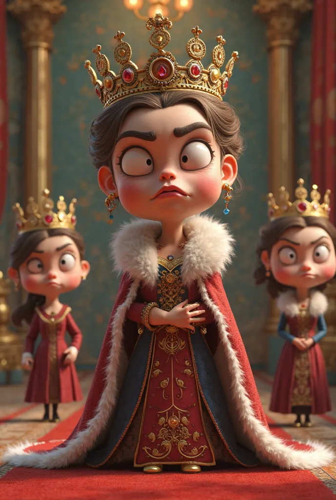 Grumpy queen royal servants tiptoed around her, afraid to upset her. Her people whispered, **“Why is our queen always so grumpy cartoonish 3d 

