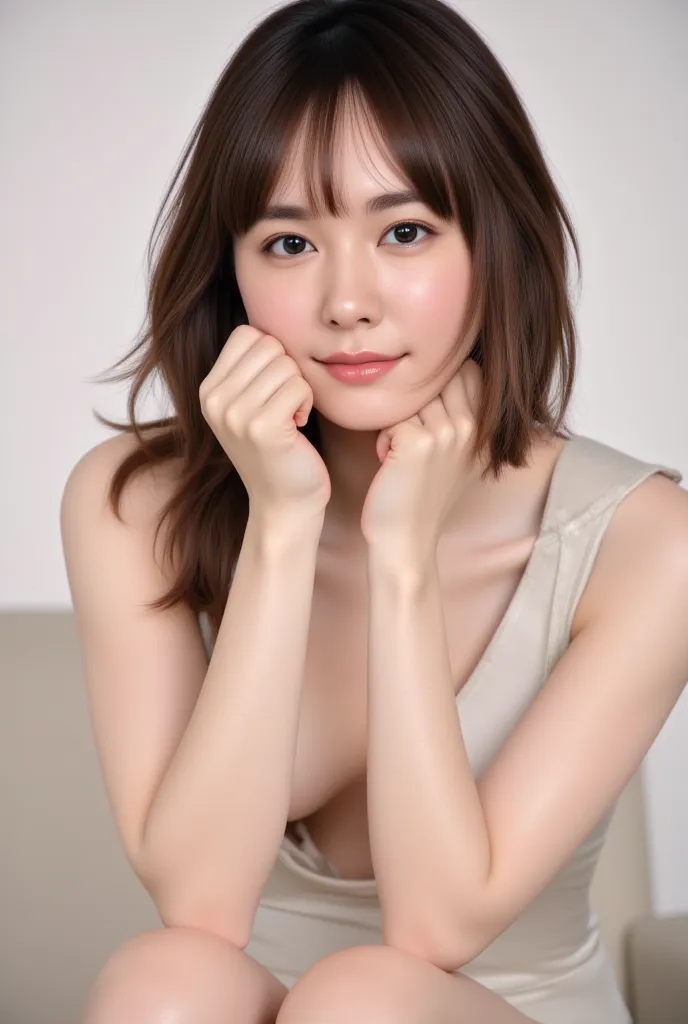 (( top quality, 8k,  Portrait: 1.3)), (  Viewers Display  ),   Smiling Photographic Realism ,   Sharp Concentration,   alone,   very beautiful japanese (、  Deep Neckline  ), Malicious Laugh 、 Smile At Your Glance 、 long hair、  luxury lounge background 、 le...