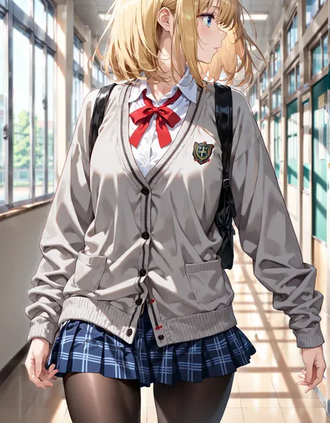 Alone, {perfect masterpiece},[[path tracing]],{Best quality},very aesthetic, (masterpiece, best quality, very aesthetic, ultra detailed), intricate details, uncensored, high resolution, super detailed skin, blonde, (1girl:1.5) medium hair, school uniform, ...