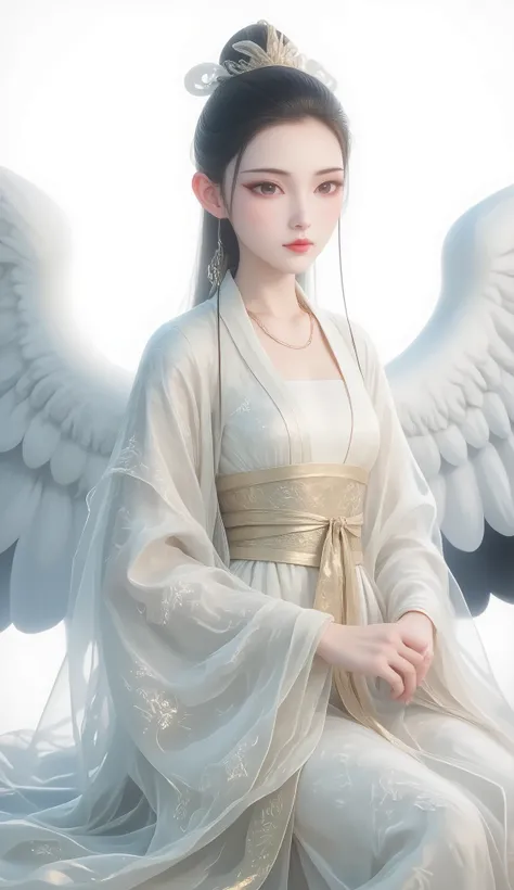 a girl, Ancient Chinese clothing, full body, sunshine, Clear face, Clean White Background , masterpiece, super detailed, Epic Composition, Ultra HD, high quality, Extremely fine, Official Art , Clear 8k Wallpaper , super detailed, 32K,CG,crane girl...