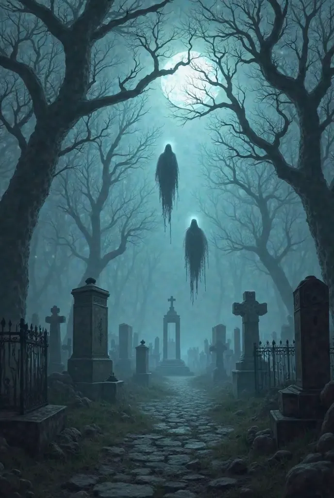 Create a cemetery, dark spirits come out at night