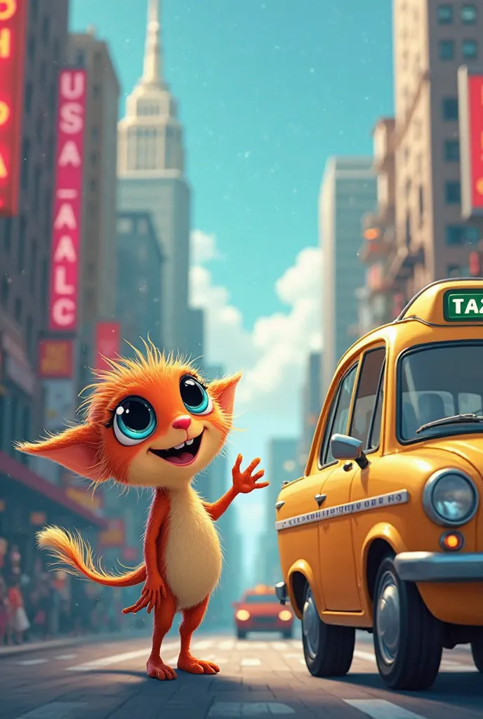 I want an animated picture of a  taking a taxi