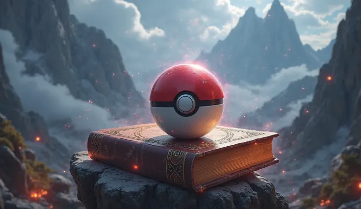 Create a League of Legends-style wallpaper of a Pokébola and a book