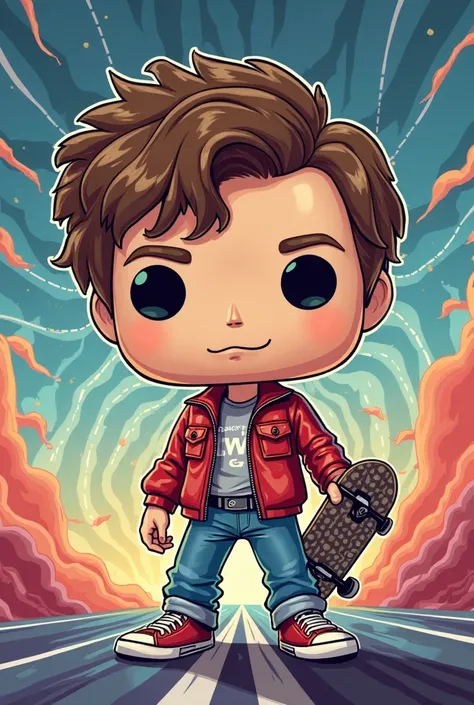 Funko soda style image
To return to the future Martyn MacFly with a skateboard in his hand 