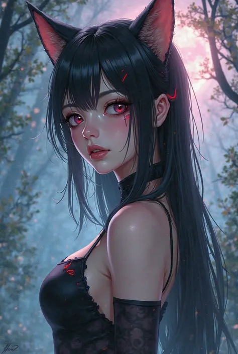 cat girl demon anime  purrs