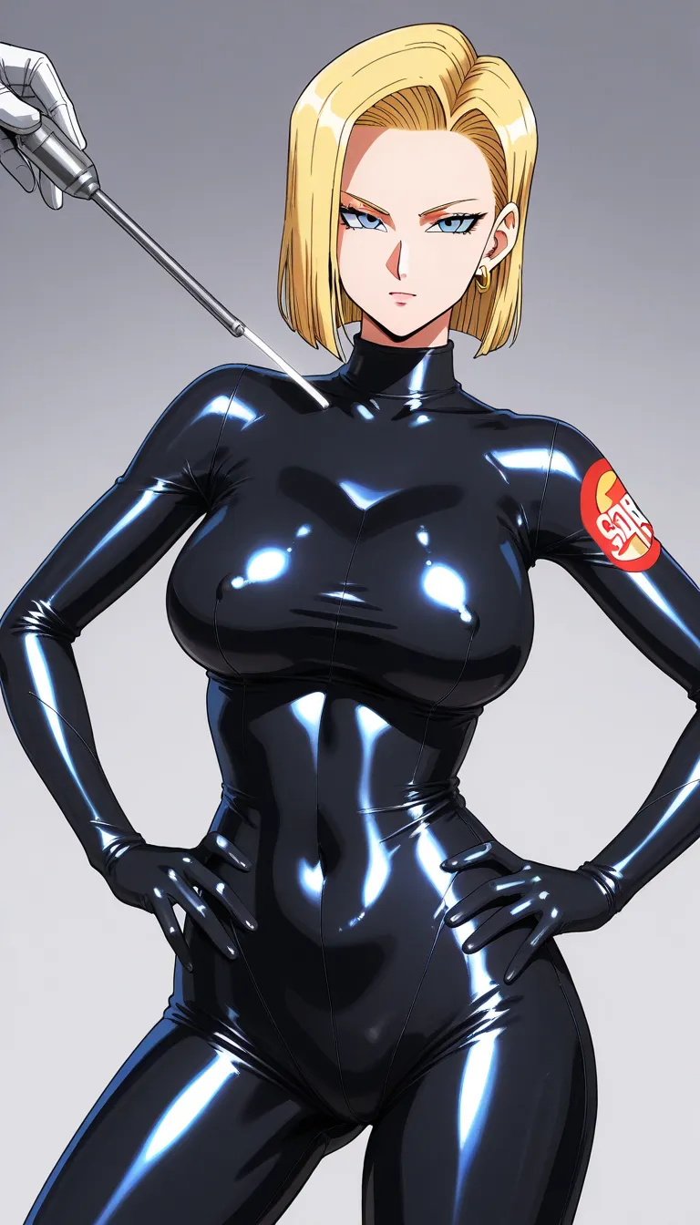 score_9,score_8_up,score_7_up, 1woman,  wearing skintight latex bodysuit, shiny latex bodysuit, posing 
BREAK,
Android 18, dragon ball , latex bodysuit, 