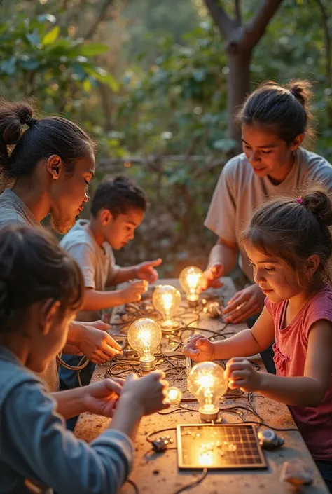 People are connecting light bulbs to small solar panels