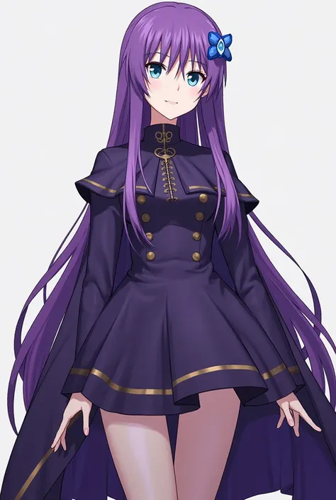 Meltryllis from the video game Fate/EXTRA CCC resembles Sakura Matou and BB with extremely long purple indigo hair that reaches down to her feet, she has a noticeably slender figure, with a small chest and blue eyes, her outfit consists mainly of a large c...