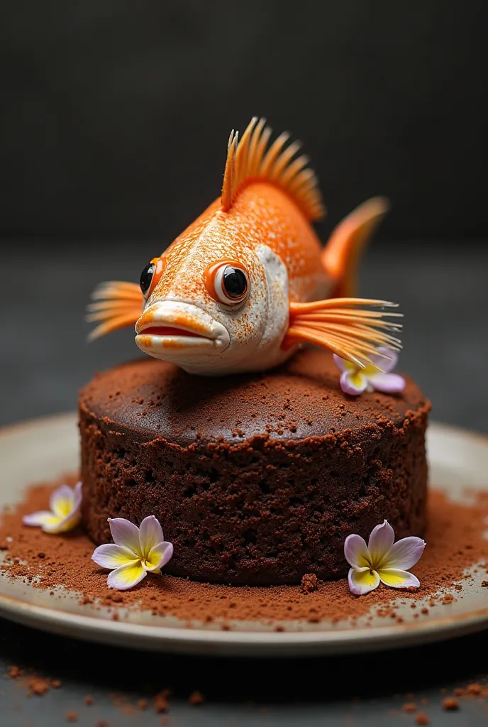 Make me a chocolate cake with a fish head 