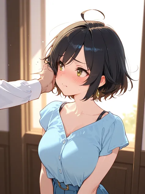 8k,masterpiece, best quality, ultra detailed, high resolution, super fine illustration,Beautiful girl, slapping her face,