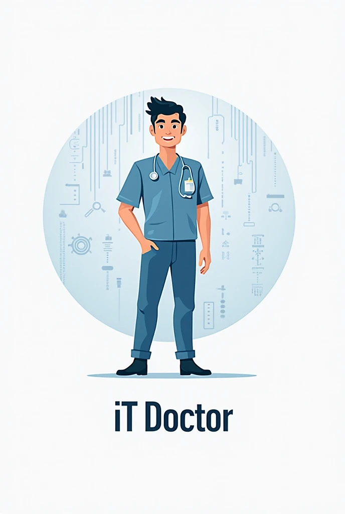 Logo symbolizing a computer service with a note on the bottom ITDoctor 